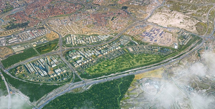 Imágen aérea del desarrollo urbanístico de Valdecarros