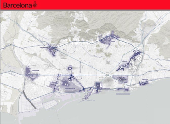 Mapa de las principales áreas de transformación urbana de Barcelona.