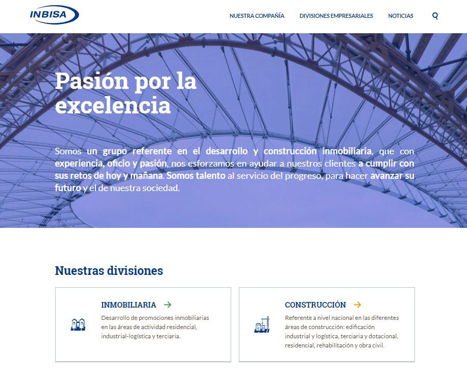 INBISA renueva su imagen digital y actualiza sus tres webs corporativas