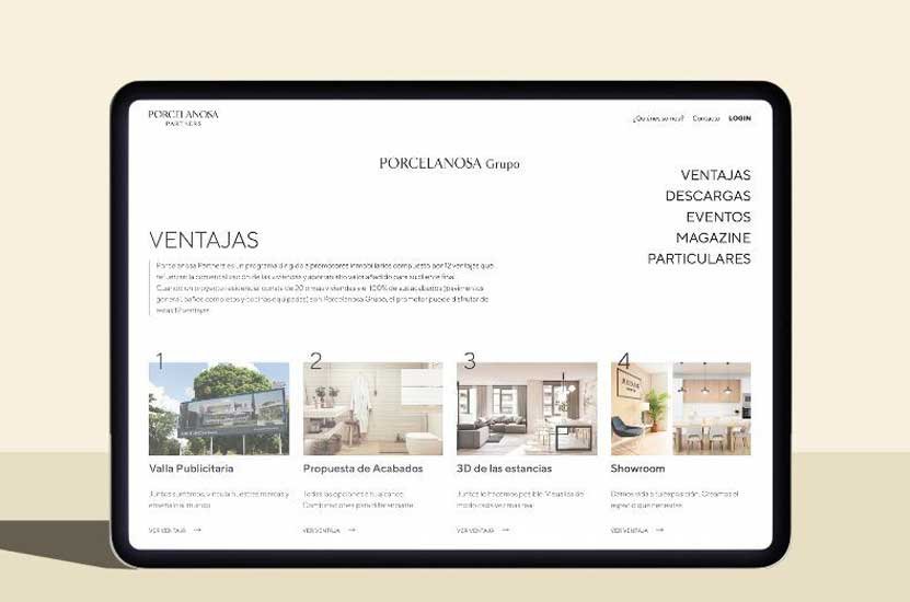 Porcelanosa partners actualiza su página web pensando en el promotor inmobiliario